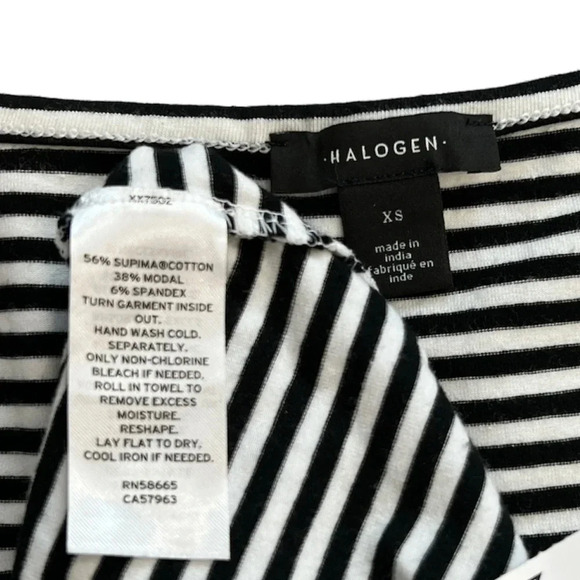 Halogen Black White Square Neck Juliette Stripe Top XS - Picture 3 of 3